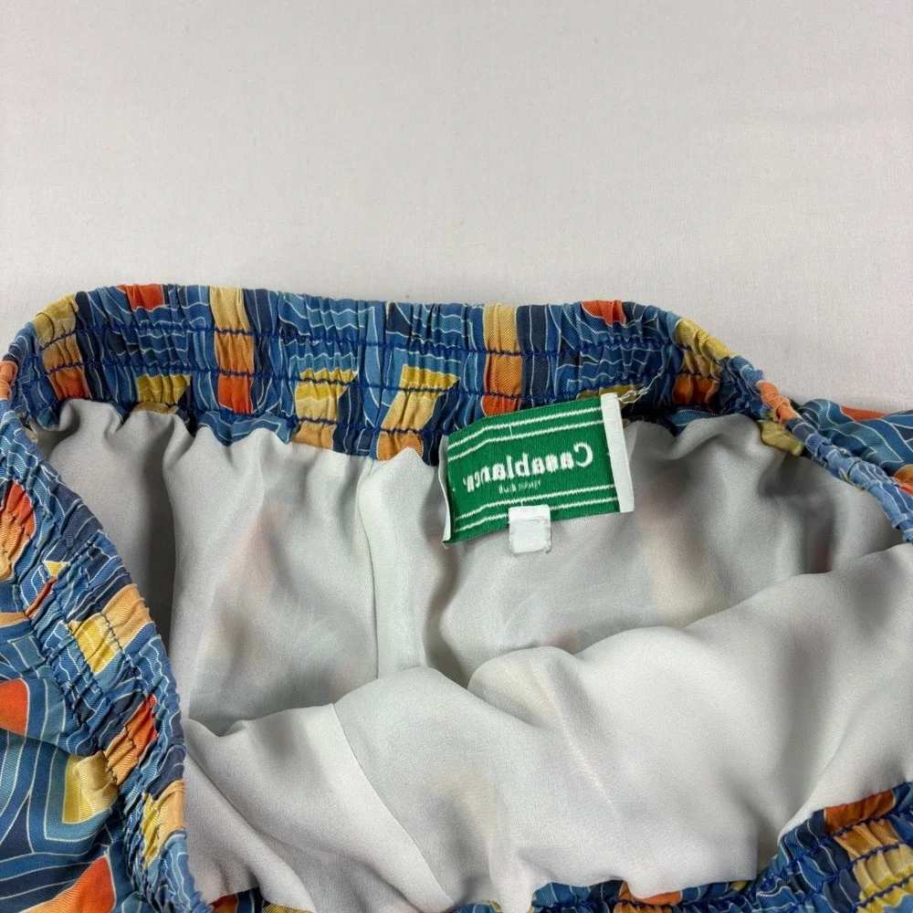 Casablanca Tennis Club Shorts‎ Mens XL Blue Silk Stretch Casual Italy Made